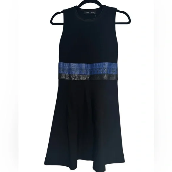 PROENZA SCHOULER $990 Retail Black Rattlesnake Trim Fit & Flare Dress, Size XS